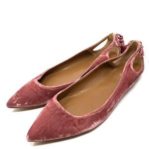 Aquazzura Forever Marilyn Tassle Flats Womens 9 40 Rose Pink Velvet Coquette
